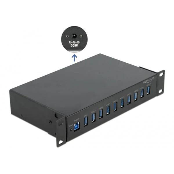 DeLOCK 25,4 Cm (10") Industrie Hub 10 X USB 3.2 Gen 1 Typ-A, USB-Hub 4 DeLOCK 25,4 Cm (10") Industrie Hub 10 X USB 3.2 Gen 1 Typ-A, USB-Hub – Bild 2