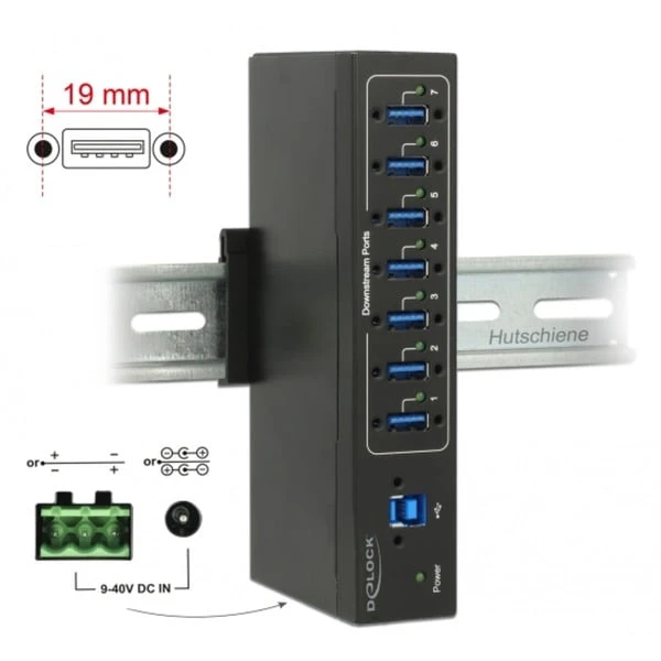 DeLOCK Externer Industrie Hub 7 X USB 3.0 Typ-A, USB-Hub – Bild 2