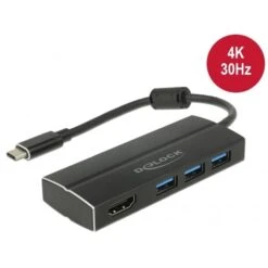 DeLOCK USB 3.2 Gen 1 Hub, USB-C Stecker > 3x USB-A Buchse + HDMI Buchse, USB-Hub
