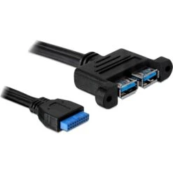 DeLOCK USB 3.2 Gen 1 Kabel, Pin Header 19 Pin Buchse > 2x USB-A Buchse, Zum Einbau