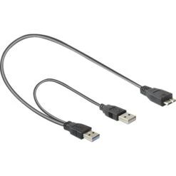 DeLOCK USB 3.2 Gen 1 Y-Kabel, 2x USB-A Stecker > Micro-USB 3 Stecker