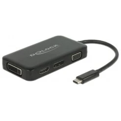DeLOCK USB Adapter, USB-C Stecker > VGA + HDMI + DVI + DisplayPort Buchse