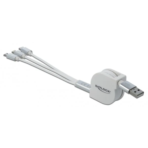 DeLOCK USB Aufrollladekabel, USB-A > Micro-USB + USB-C + Lightning – Bild 2