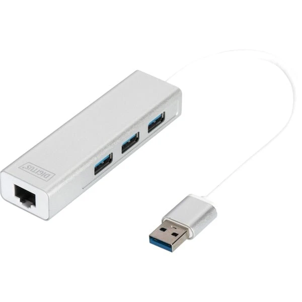 Digitus USB 3.0 3-Port Hub Mit Gigabit LAN, USB-Hub
