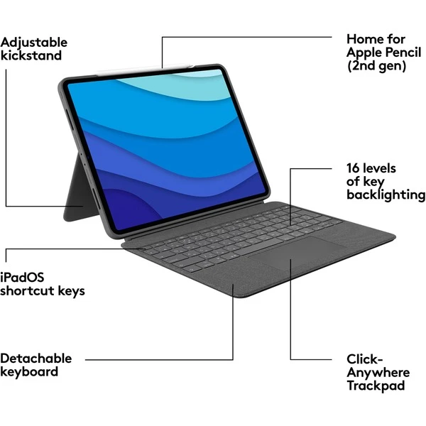 Logitech Combo Touch Für IPad Pro 12,9 Zoll (5./6. Generation), Tastatur 9 Logitech Combo Touch Für IPad Pro 12,9 Zoll (5./6. Generation), Tastatur – Bild 7