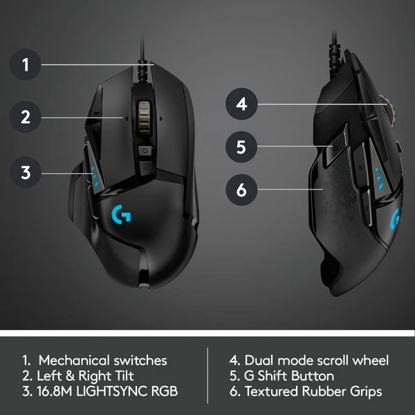 Logitech G502 HERO, Gaming-Maus 8 Logitech G502 HERO, Gaming-Maus – Bild 6
